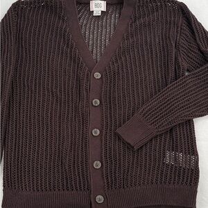 Women's Open Knit Cardigan Sweater - Brown